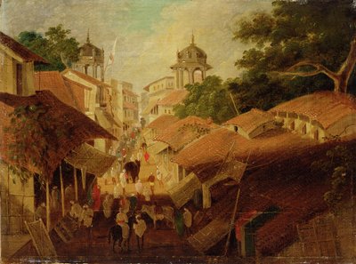 Straat in Patna door Charles d Oyly